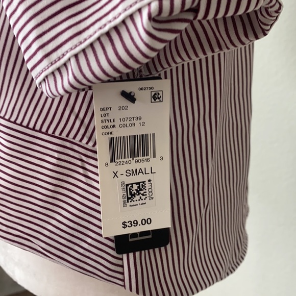 BCX Twist Front Button Up 3/4 Sleeve Striped Shirt - Picture 8 of 8